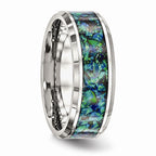 Lab-Created Opal Inlay Wedding Band in Stainless Steel, 8mm