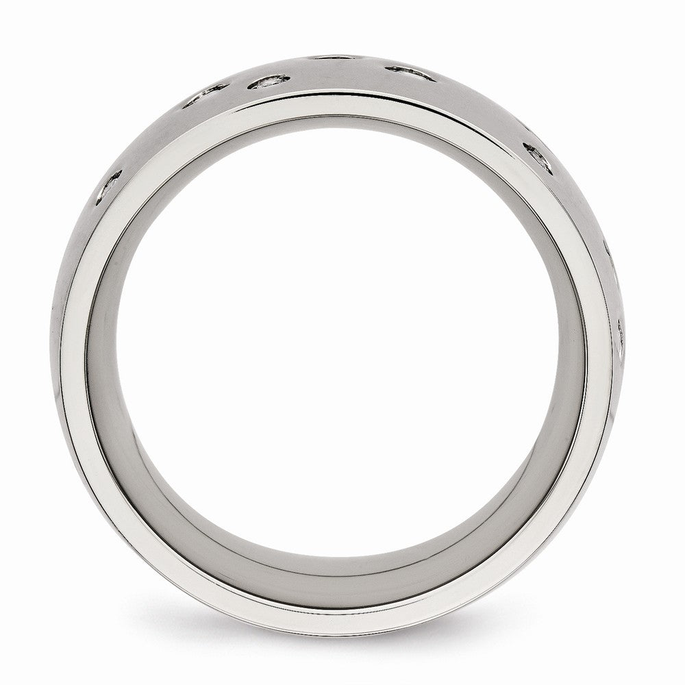 Cubic Zirconia Wedding Band in Stainless Steel, 12mm