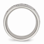 Cubic Zirconia Wedding Band in Stainless Steel, 12mm