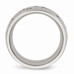 Stainless Steel Polished Wedding Band with CZ Elegant Design - 6