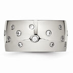 Cubic Zirconia Wedding Band in Stainless Steel, 12mm