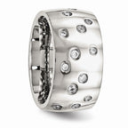 Cubic Zirconia Wedding Band in Stainless Steel, 12mm