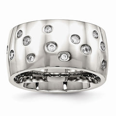 Stainless Steel Polished CZ Ring