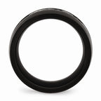 Stainless Steel Black IP Wedding Band with CZ Brushed Finish