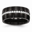 Stainless Steel Black IP Wedding Band with CZ Brushed Finish