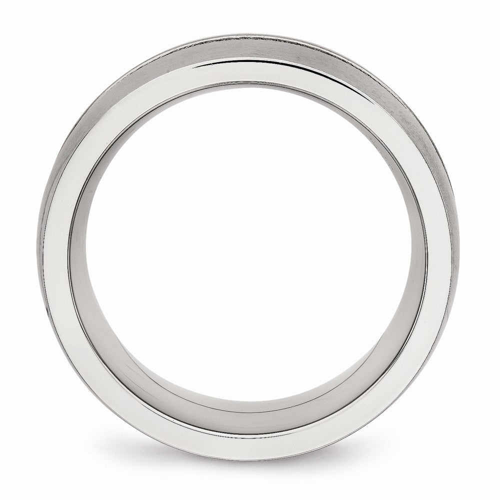 Stainless Steel Wedding Band with Synthetic CZ, Polished & Brushed Finish Secondary image