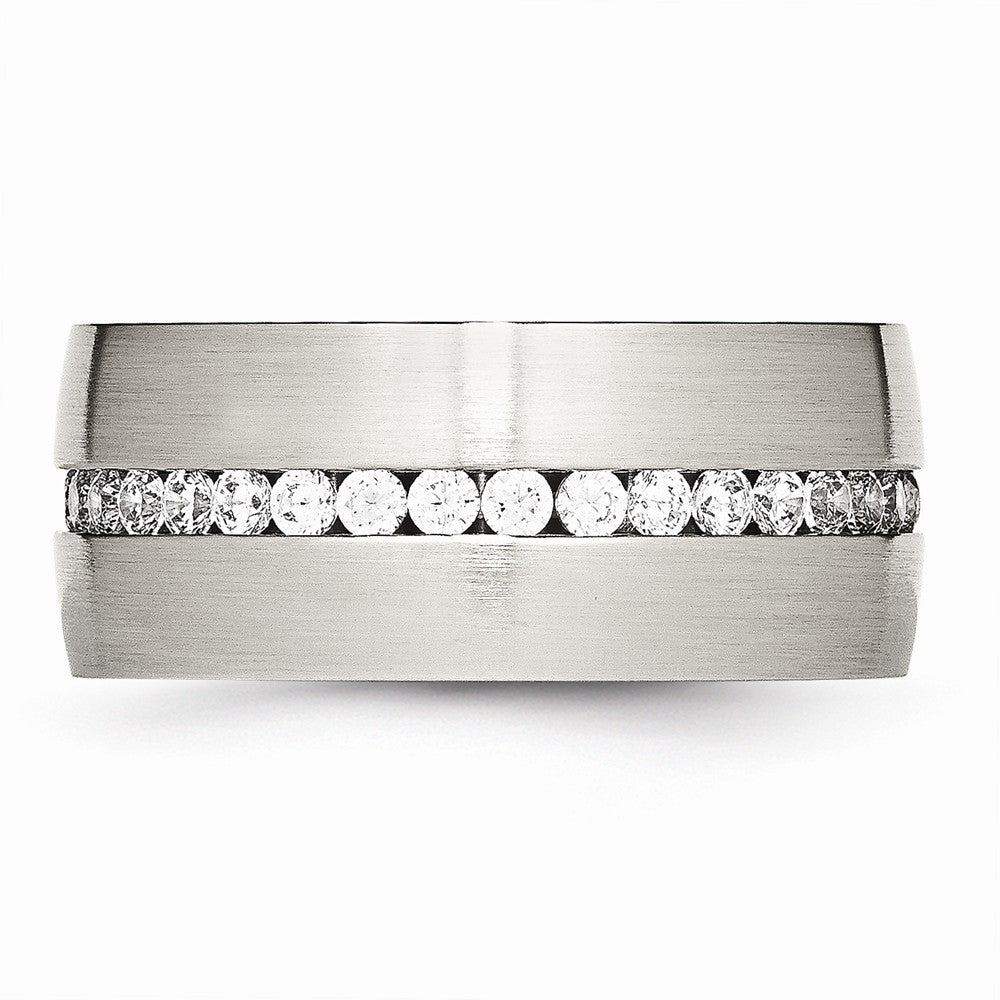 Stainless Steel Brushed and Polished CZ Ring