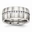 Stainless Steel Wedding Band with Synthetic CZ, Polished & Brushed Finish