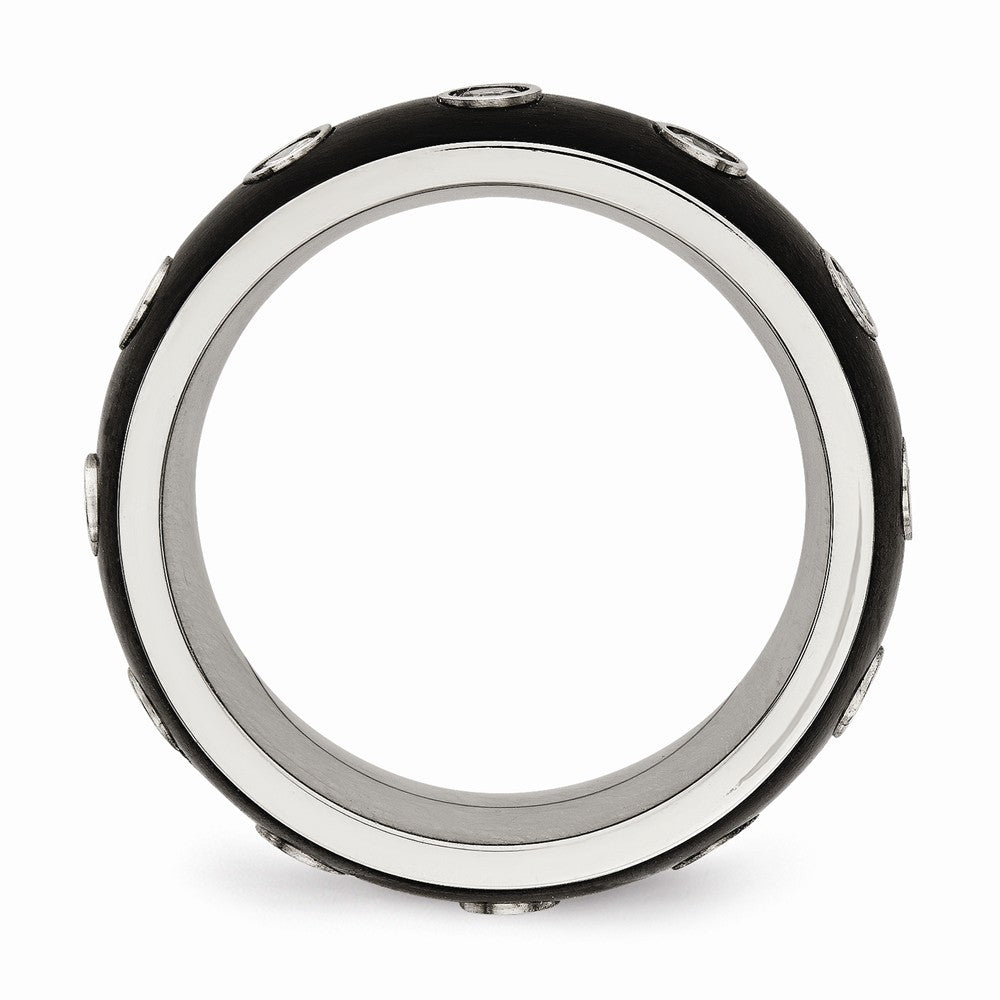 Sophia Jewelers Stainless Steel Black IP CZ Wedding Band with Polished Finish