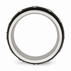 Sophia Jewelers Stainless Steel Black IP CZ Wedding Band with Polished Finish