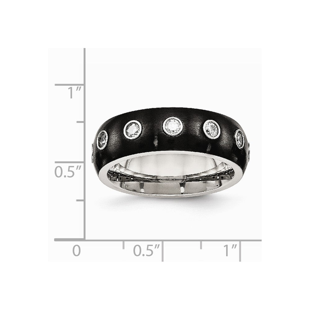 Sophia Jewelers Stainless Steel Black IP CZ Wedding Band with Polished Finish