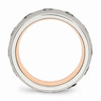 CZ Wedding Band in Stainless Steel with Rose IP Inlay, 7mm