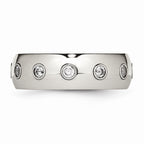 CZ Wedding Band in Stainless Steel with Rose IP Inlay, 7mm