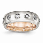 CZ Wedding Band in Stainless Steel with Rose IP Inlay, 7mm