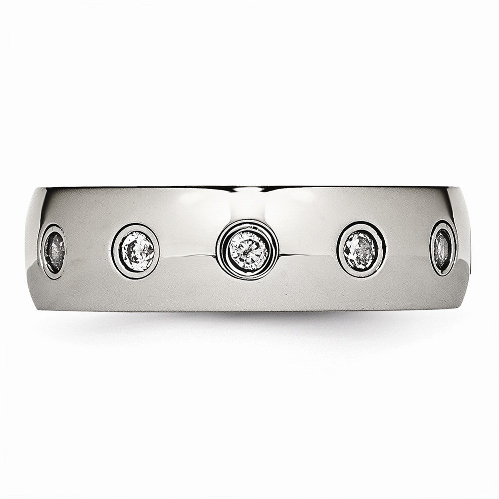 Sophia Jewelers Rose IP Stainless Steel Wedding Band with CZ Elegance