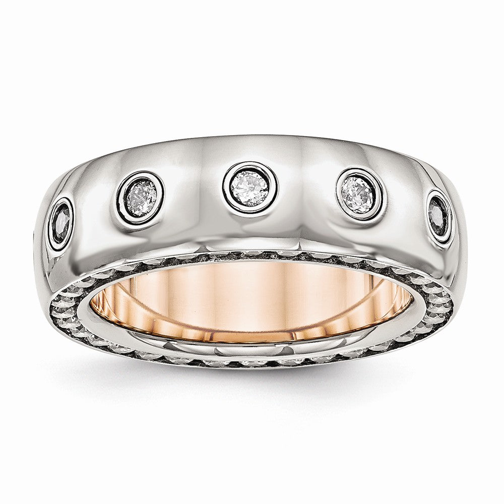 Sophia Jewelers Rose IP Stainless Steel Wedding Band with CZ Elegance