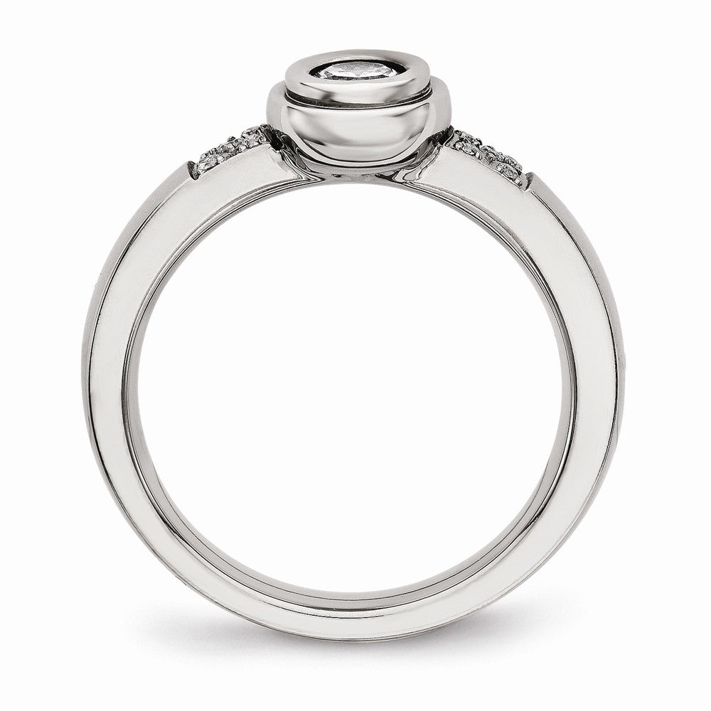 Sophia Jewelers Polished Stainless Steel CZ Wedding Band Elegant and Modern - 5 - 5