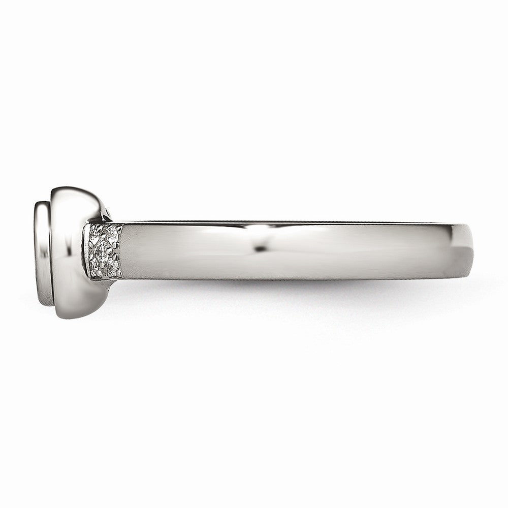 Sophia Jewelers Polished Stainless Steel CZ Wedding Band Elegant and Modern