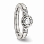 Sophia Jewelers Polished Stainless Steel CZ Wedding Band Elegant and Modern