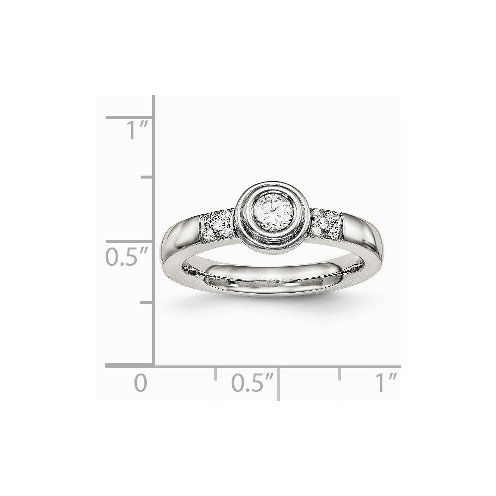 Stainless Steel Polished CZ Ring