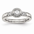 Sophia Jewelers Polished Stainless Steel CZ Wedding Band Elegant and Modern