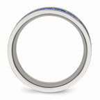 Blue Carbon Fiber Inlay Wedding Band in Stainless Steel, 8mm
