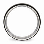 Black Ridged-Edge Wedding Band in Stainless Steel, 8mm