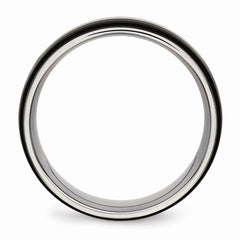 Sophia Jewelers Stainless Steel Black IP Wedding Band with Ridged Edge - 7 - 7
