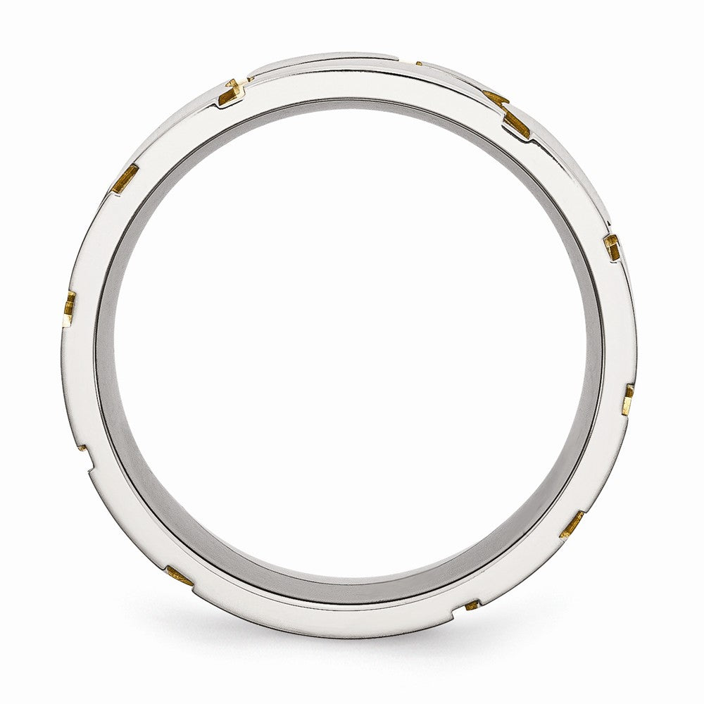 Grooved Wedding Band in Stainless Steel & Gold-Tone IP, 8mm Secondary image