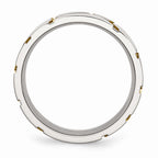 Grooved Wedding Band in Stainless Steel & Gold-Tone IP, 8mm