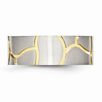Grooved Wedding Band in Stainless Steel & Gold-Tone IP, 8mm