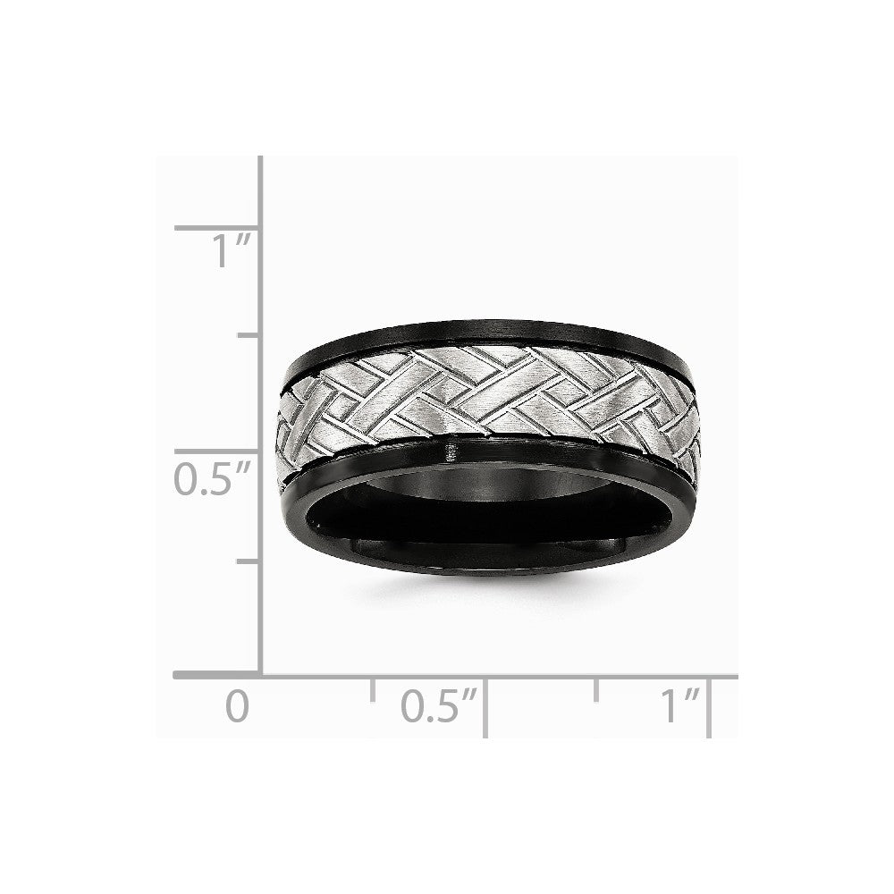 Stainless Steel Brushed Black IP Grooved Ring