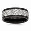 Black Brushed Grooved Wedding Band in Stainless Steel, 8mm