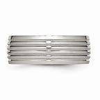 Grooved Wedding Band in Stainless Steel, 8mm