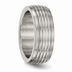 Grooved Wedding Band in Stainless Steel, 8mm