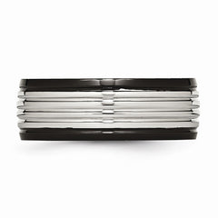 Stainless Steel Black IP-Plated Wedding Band with Polished Groove