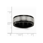 Stainless Steel Polished Black IP Grooved Ring