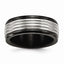 Black Grooved Wedding Band in Stainless Steel, 8mm