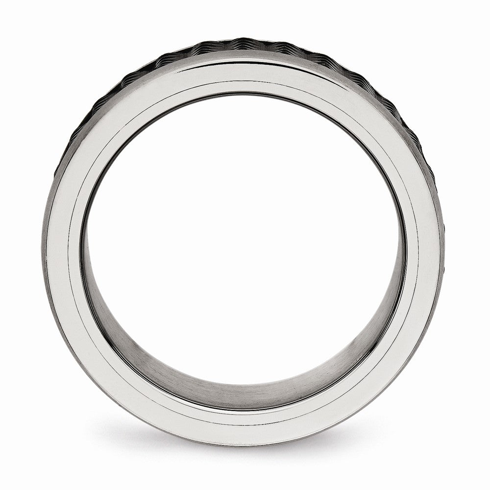 Black IP-Plated Wedding Band in Stainless Steel, 8mm