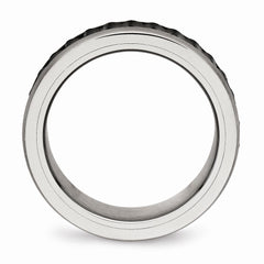 Stainless Steel Brushed/Polished Black IP Textured Ring
