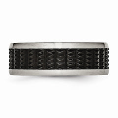 Stainless Steel Brushed/Polished Black IP Textured Ring