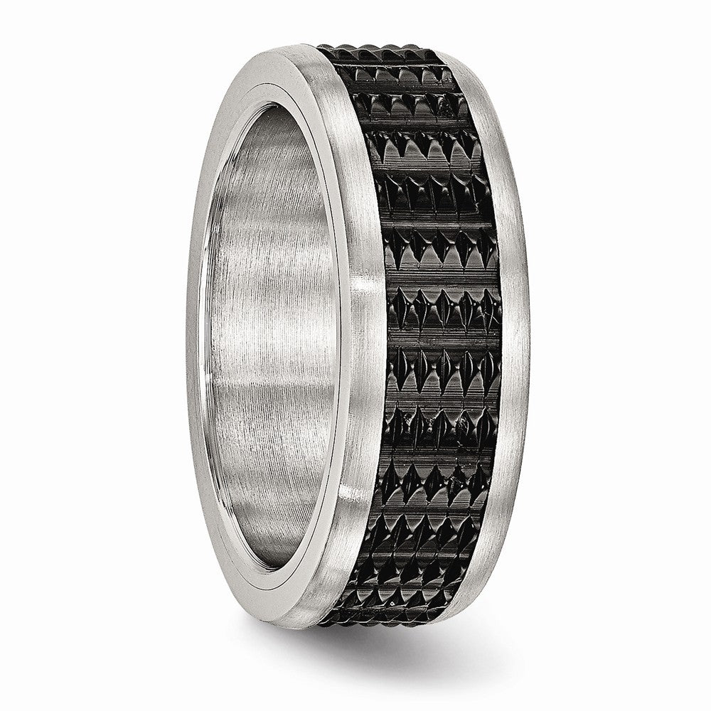 Black IP-Plated Wedding Band in Stainless Steel, 8mm