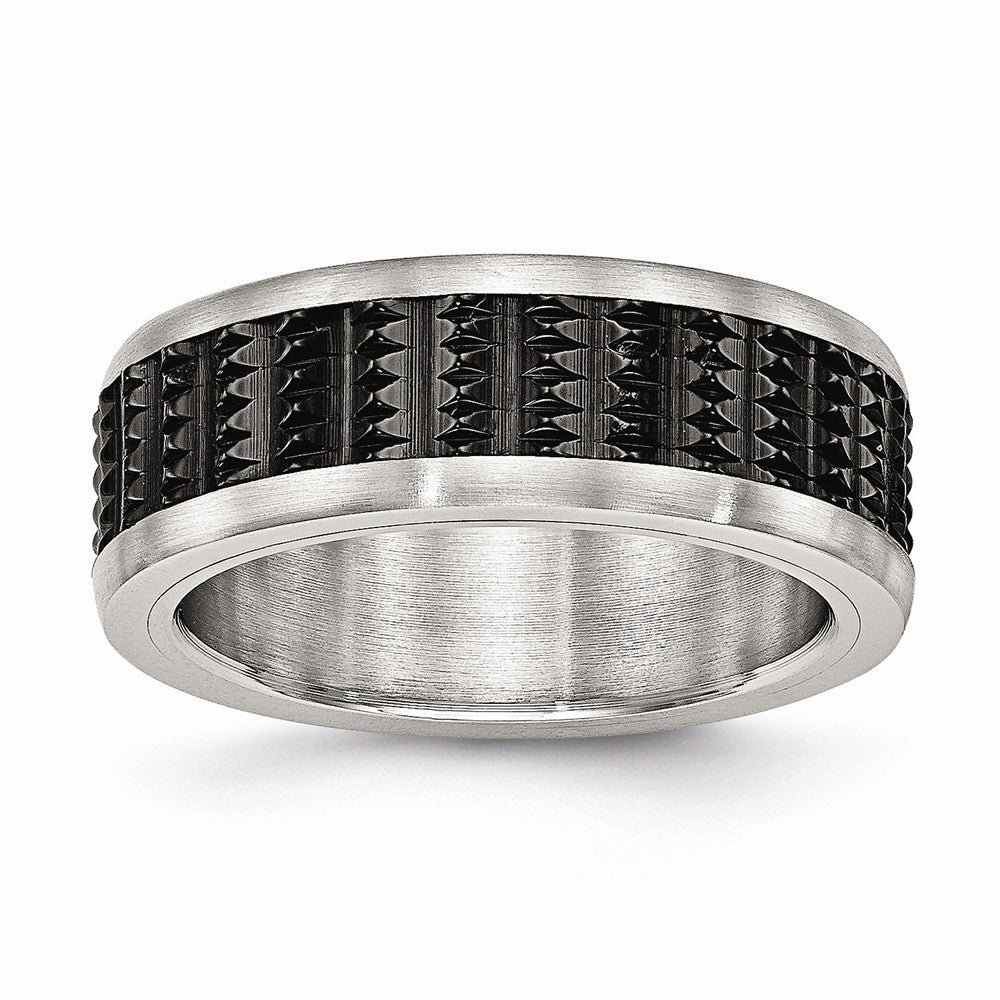 Black IP-Plated Wedding Band in Stainless Steel, 8mm