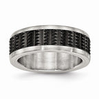 Black IP-Plated Wedding Band in Stainless Steel, 8mm