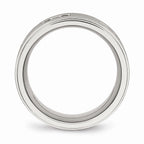 Black CZ Ridged-Edge Wedding Band in Stainless Steel, 9mm
