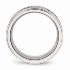 Black CZ Ridged-Edge Wedding Band in Stainless Steel, 9mm