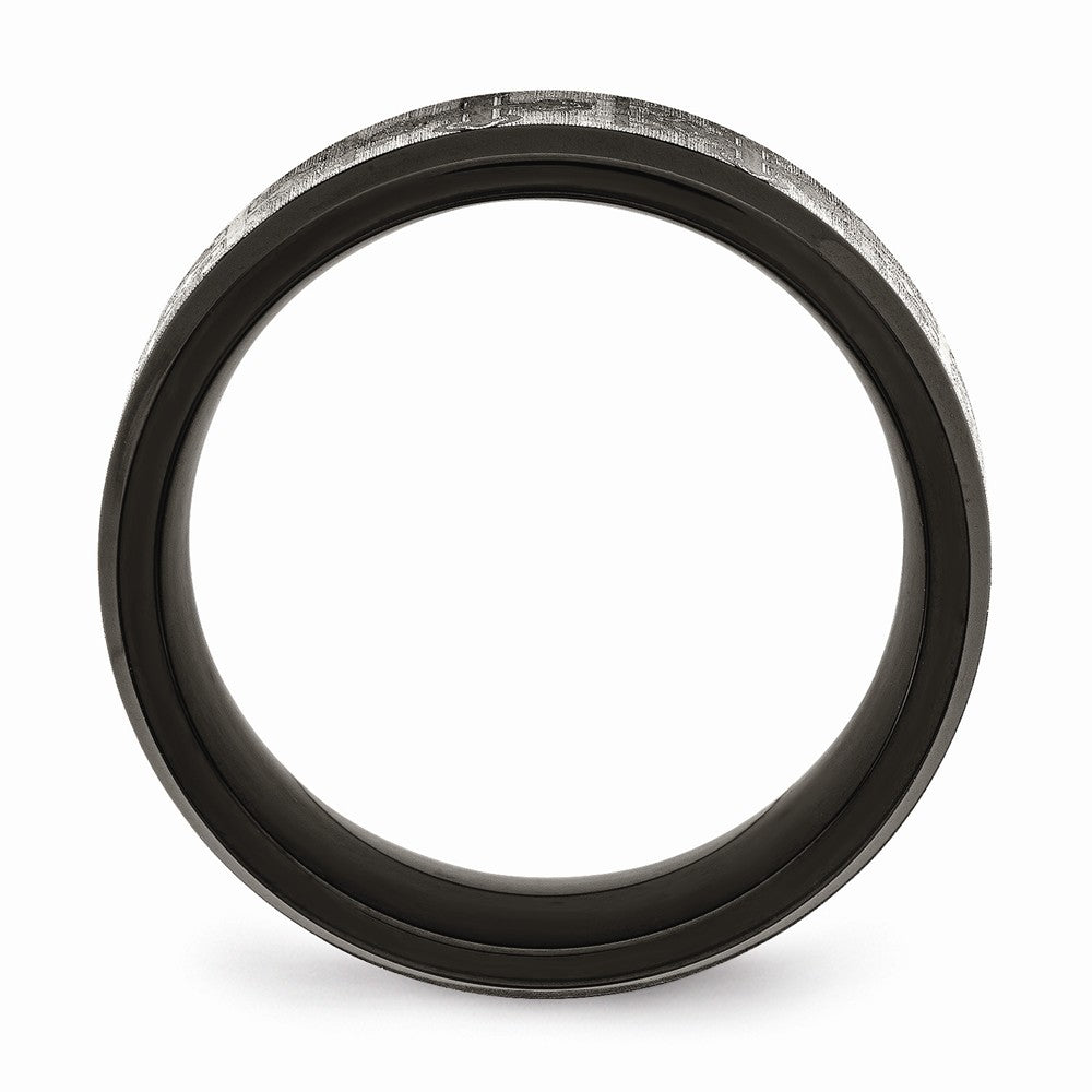 Sophia Jewelers Stainless Steel Black Wedding Band with Laser Etched Design