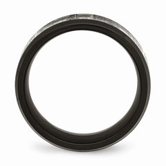 Sophia Jewelers Stainless Steel Black Wedding Band with Laser Etched Design