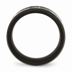 Stainless Steel Brushed/Polished Black IP Laser Etched Pattern Ring