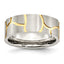 Grooved Wedding Band in Stainless Steel & Gold-Tone IP, 8mm